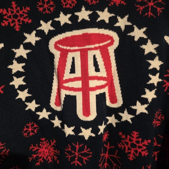 Men's Barstool Sports Navy and Red Holiday‎ Christmas Sweater - Picture 2 of 4
